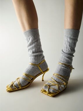 Gold tibi Betty sandals Strappy Kitten Heel